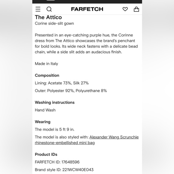 The Attico Dress Evening Gown Side Slit Pink Purple - Picture 8 of 10